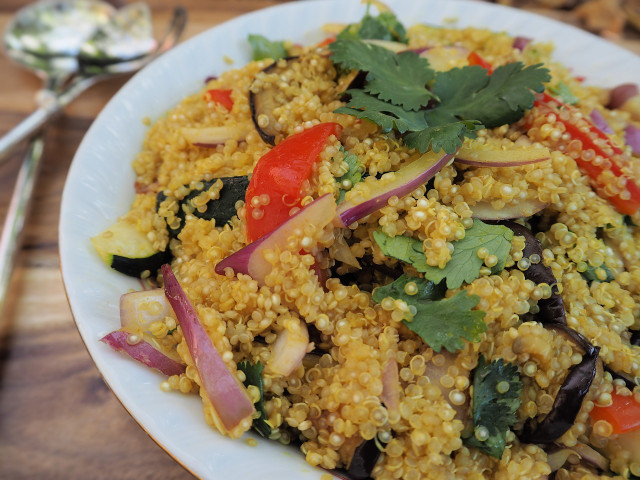 A quinoa salad is perfect for it's versatility and being ultra healthy. 