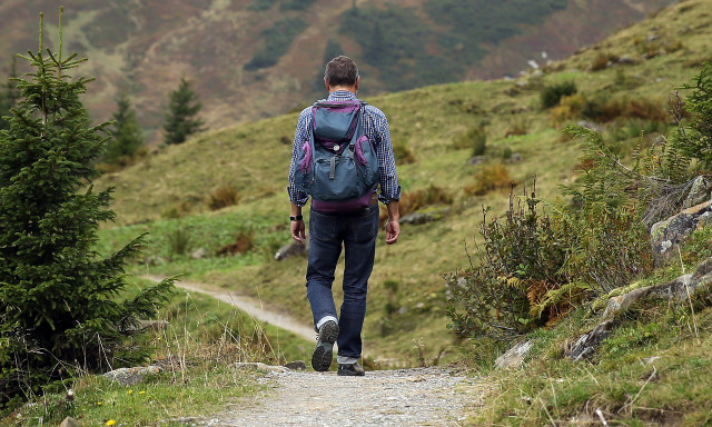 Hiking is a fun summer activity.