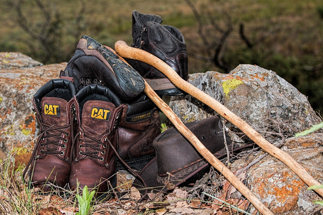 Using walking sticks to help you stay safe.