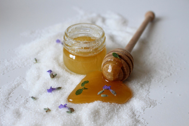 Sugar is a great natural exfoliant for your feet.