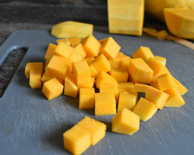 Try to cut your cubes as uniform as possible for even cooking results. 