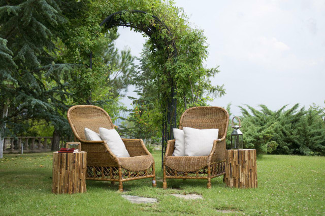 Bamboo makes beautiful chairs, beds and tables.