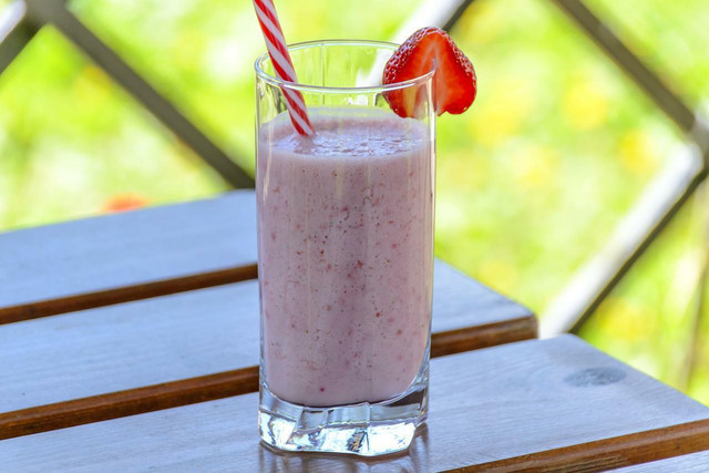 Strawberry milk is a perfect drink to enjoy on a hot day.