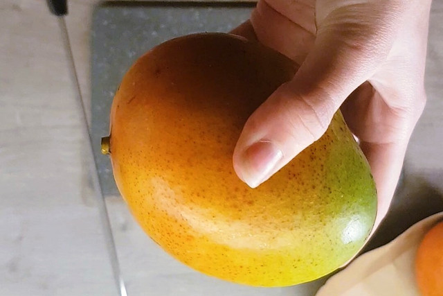 Squeeze you mango to see if it's ripe.