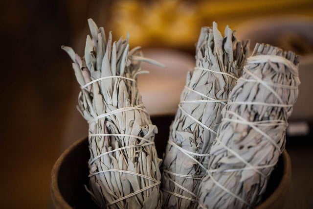 Smudge sticks typically include sage and woody shrubs and herbs.