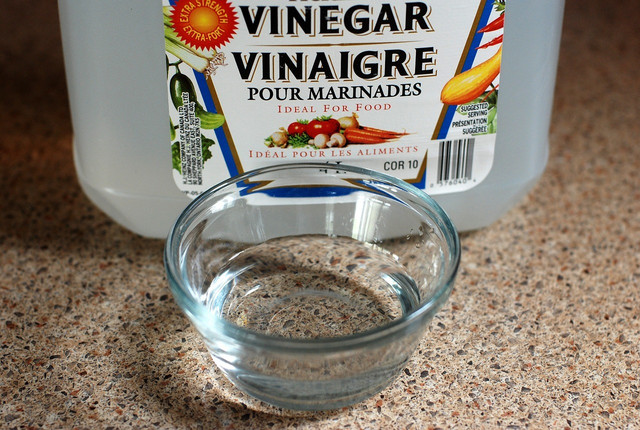 Vinegar and warm water make an easy DIY cleaning solution.