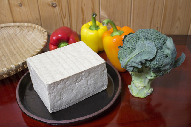 Tofu is sold in blocks.