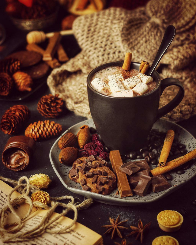 A mug of cocoa with marshmallows is a must for camping nights.