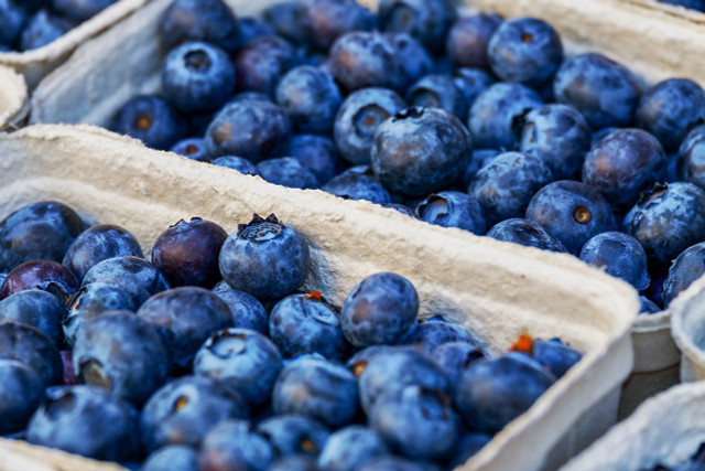 You can get a purplish blue color out of blueberries.