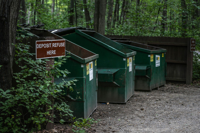 Take advantage of the garbage bins if you are on a campsite.