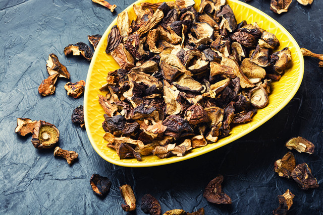 Dried mushrooms have a savory flavor and meaty texture.