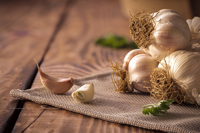The potent scent of garlic is often too much for insects.