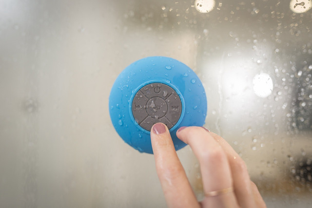 A portable or waterproof speaker is a fun way to bring your favorite music into the bathroom with you.