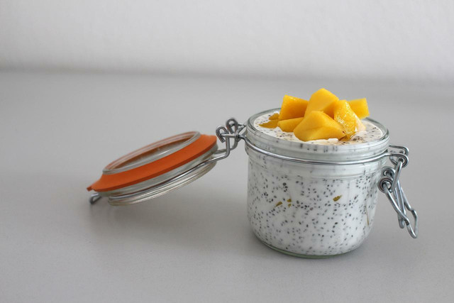 Overnight chia pudding with some healthy fruits is easy, time-saving and super tasty.