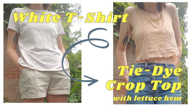 Thrift flip white t-shirt into a tie-dye crop top.