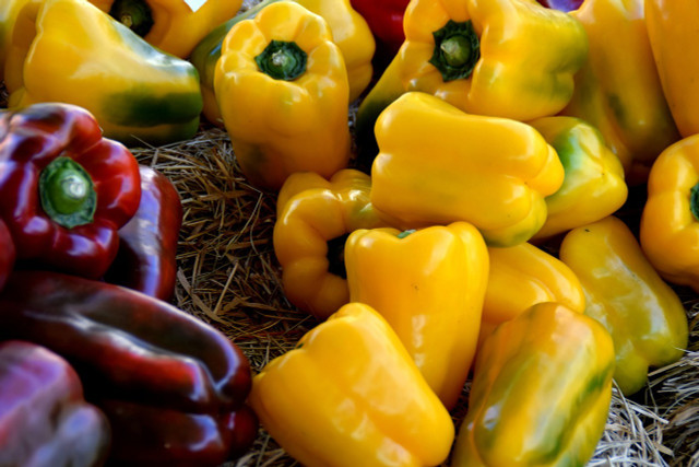 Red peppers have the most beta carotene, but all peppers contain a good amount.