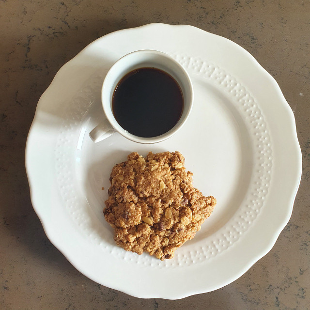 Enjoy a healthy 3 ingredient banana cookie alongside a hot cup of coffee. 