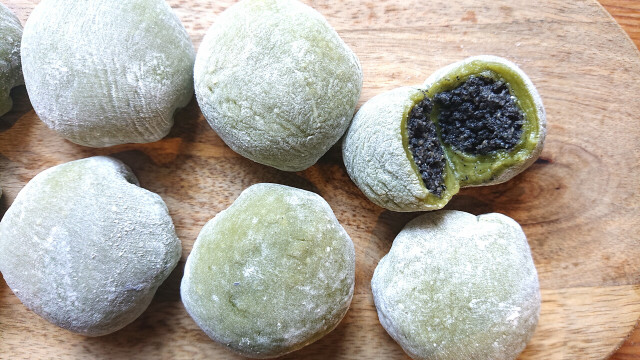 Black sesame and matcha is an excellent flavor combination for vegan mochi.