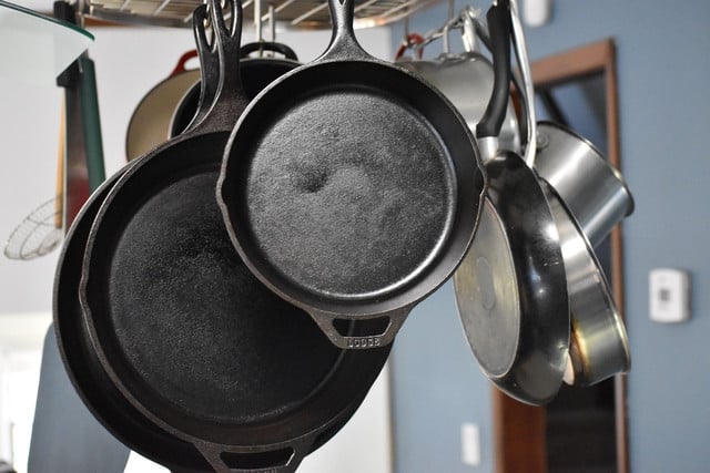 Cast iron pans make a lovely centerpiece too.