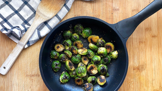 Pan fried brussesl sprouts