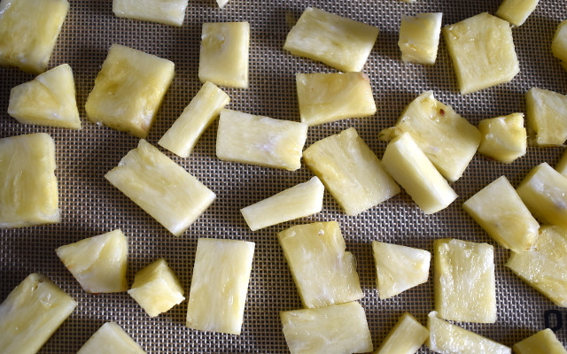 Freezing pineapple in small chunks makes it easier to use in other recipes. 