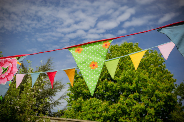 Reuse old fabric for bunting.