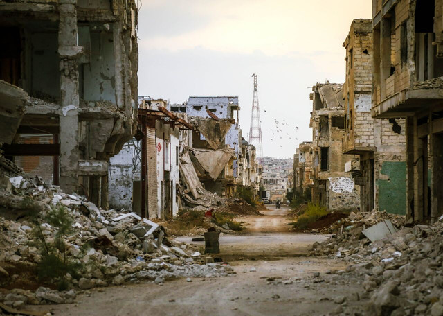 Cities in Syria were already devastated by years of conflict.