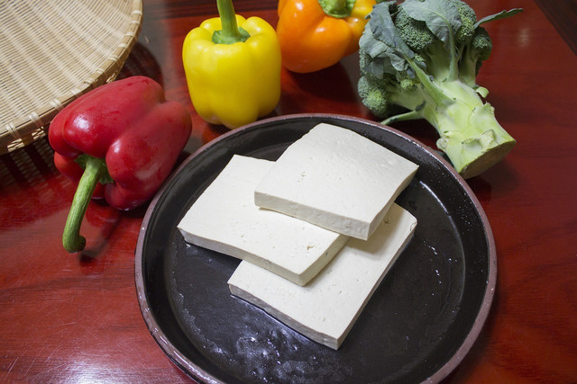 Press the tofu to remove the water.