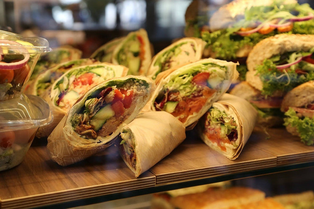 Wraps are great for including a plant-base protein base to make sure all food groups are covered for your buffet.