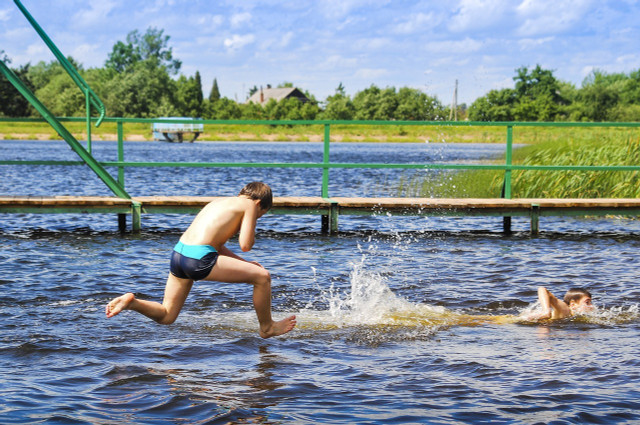 Some lakes are equipped for wild swimming.
