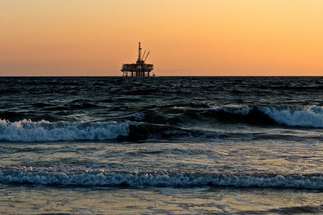 An oil rig at sea is an example for a disturbance of an ecosystem caused by humans.