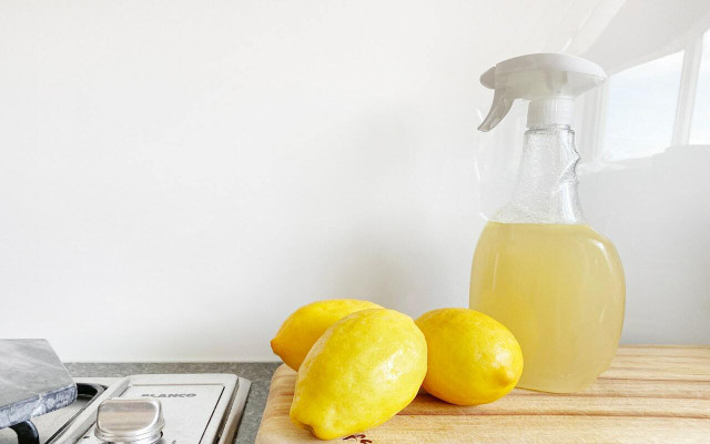 You can use vinegar, or even a lemon juice all purpose cleaner to help pretreat your shower curtain. 