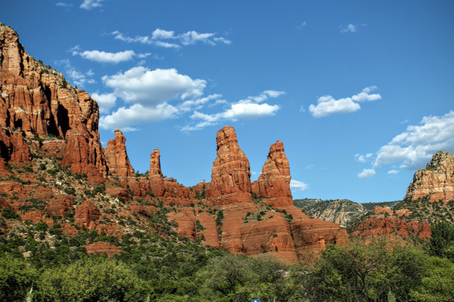 From the train, you'll enjoy perfect views of the red cliffs of Sedona.