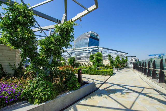 Much biophilic architecture has rooftop gardens. 
