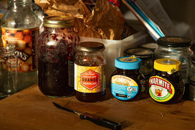 The typical British range: Marmalde and Marmite.