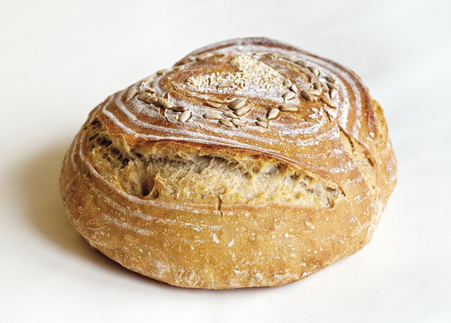 A freshly home baked rye sourdough bread. 