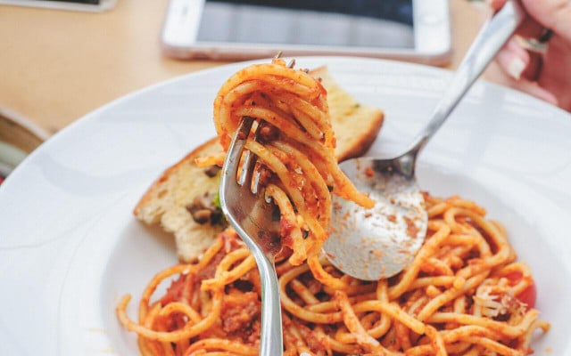 Leftover pasta makes a quick and simple lunch for teens. 
