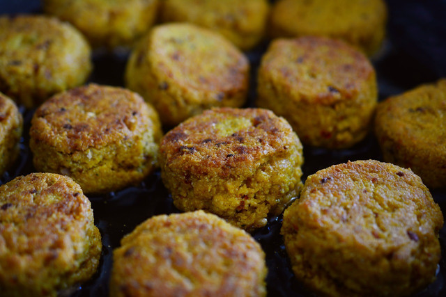 Try this other well-known Mediterranean staple with freekeh and flaxseed instead of an egg for a vegan falafel.