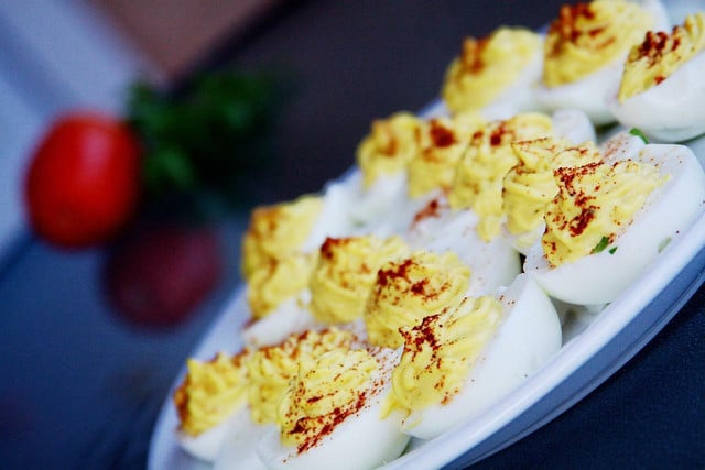 When mixed into your favorite deviled egg recipe, pickle juice can give added zest and flavouring.