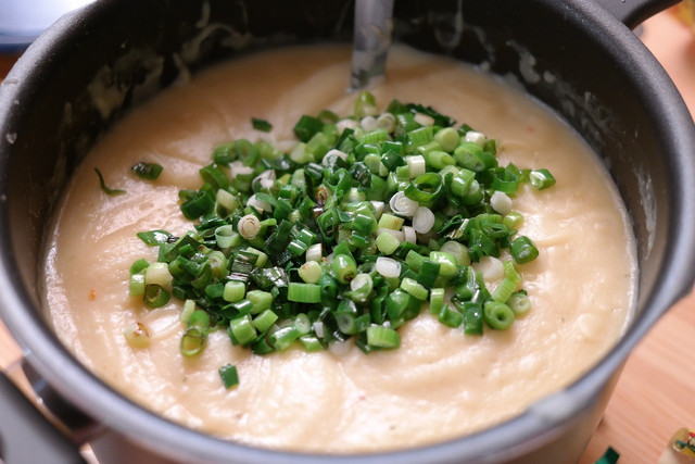 Easily turn frozen mashed potatoes into potato soup. 